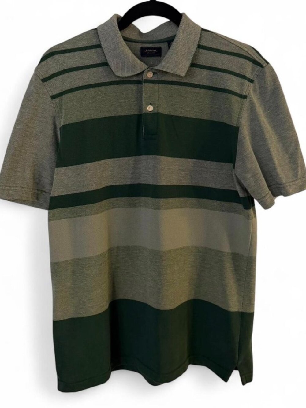 Arrow green striped polo shirt